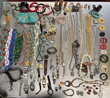 Junk Drawer Job Box Lot Jewelry Watch Necklace Earring Belt Buckle Glass Bead picture