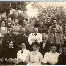c1910s Family Group Portrait RPPC Edwardian Fashion Large Reunion Postcard picture