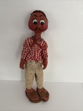 VTG Antique Mexican Folk Art Wooden Carved Man Doll Figurine picture