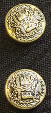 Vintage Gold Crest Buttons Crowned Lion Rampant Laurel Wreath Shank Pair picture
