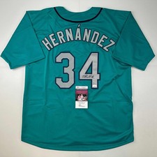 Autographed/Signed Felix Hernandez Seattle Teal Baseball Jersey JSA COA picture
