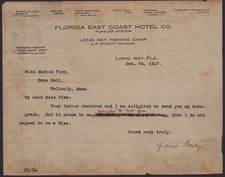 ZANE GREY - TYPED LETTER SIGNED 01/24/1917 picture
