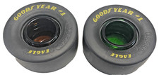 Lot Of 2 Goodyear Mini EAGLE Tires With Colored Glass Ashtray Inserts With Cover picture