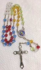 Vintage World Rosary Crystal Bead 2000 Jubilaeum ITALY Multi Color Beads picture