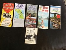 Six SILVER SPRINGS FLORIDA Fold-Out Brochures 1950s/1960s Color Photos Road Maps picture