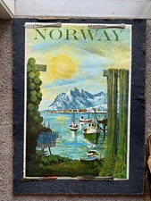 1970s Vintage Oslo Norway Travel Poster, Original Railroad Artwork picture