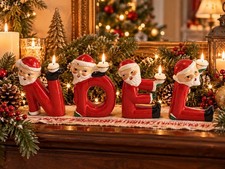 Rare Vintage RELCO Santa NOEL Candle Holders 4 Pc Set Original Box Japan picture