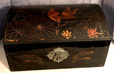 Nice Old Asian Lacquer Dome Top Trunk Box Approx 15