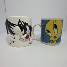Lot Of 2 Vintage 1999 Gibson Housewares Sylvester And Tweety Bird Coffee Cups picture