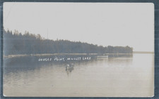 NICE EARLY RPPC VIEW OF BOATS AT DODGES POINT ON MULLET LAKE, MI 1910 picture