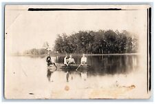 Lake Mills Iowa IA Postcard RPPC Photo Flood Wooden Boating On Lake c1910's picture