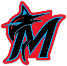 Miami Marlins Logo Type w/ Marlin & M Monogram MLB Baseball Die-Cut MAGNET picture