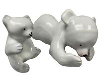 Vintage Austrian LEOPOLD ANZENGRUBER Polar Bear Cubs Ceramic Figures picture