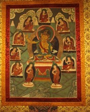 Wonderful Tibet Old Buddhist Hand-Painted Thangka Manjusri Bodhisattva Tangka picture