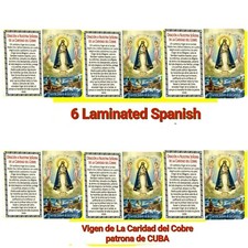 6 Caridad del Cobre Estampa Oracion laminada CUBA Spanish Prayer 3.5