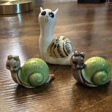 Vintage Anthropomorphic Snails 3 Mini Figurines 1”-2.5 inches picture