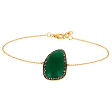 Natural Aventurine 15x28 mm Gemstone Zircon 7.5 Inch Chain Bracelet For Women picture