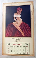 Lubbock Texas 1965 Calendar R and D Auto Sales Risque Red Head Reproduction picture