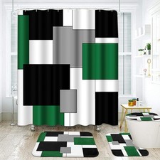 Geometric Green Bathroom Set with Shower 72