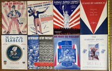 WWII Sheet Music Lot 8 Patriotic War Songs Irving Berlin Seabees Marines Hymn picture