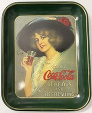 Vintage 1970s Coca Cola Hamilton King Girl Metal Advertising Tray Reproduction picture
