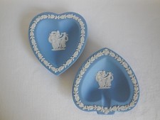 Two Blue Wedgwood Jasperware The Three Graces Trays Heart and Spade picture