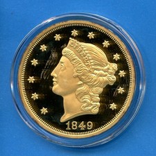 Liberty Coronet Head Style 1849 Double Eagle $20 Tribute Medal Acrylic Case #76 picture