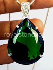 95 Ct Natural Green Emerald Pear Shape 925 Silver Pendant IGL Gemstone 6AHG picture