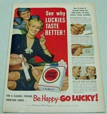 1952 Print Ad Lucky Strike Cigarettes Lady Soldier WAC Smoking picture