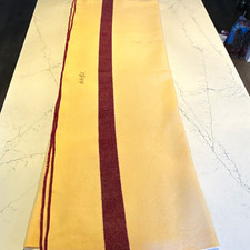 WWII US Army 1944 Original Wool Blanket Tan w/ Red Stripe Militaria picture