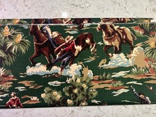 Vintage Bloomcraft Western Cowboy Horse Barkcloth Fabric 54x110 3+ Yards picture