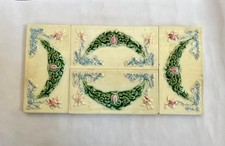 4 PC'S RARE VINTAGE CERAMIC FLOWER'S TILE'S F M TRADE MADE IN JAPAN COLLECTABLE picture