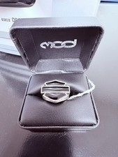 Harley Davidson & Thierry Martino Black Onyx  925 Sterling Mens Ring 7.5 Used picture