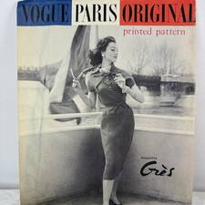 RARE 1958 Vintage Vogue Paris Original UNCUT + LABEL # 1417 Gres Dress Sz 14 picture