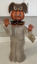 Vintage Halloween Bethany Lowe Pumpkin Ghoul W/Owl Mask Paper Mache 23”H picture