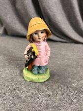 Vintage VERY RARE 1960s Rainy Day Porcelain Girl Figurine picture