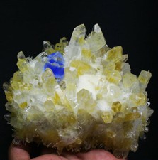 2.9 lb New Find Yellow Blue Phantom Quartz Crystal Cluster Mineral Specimen picture