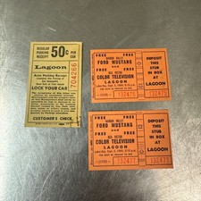 Vtg Farmington, UT LAGOON PATIO GARDENS Raffle Ticket Stubs / Parking Stub picture