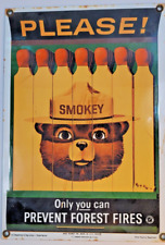 Smokey the Bear Ande Rooney Porcelain Sign 1988 Please Prevent Forest Fires USA picture