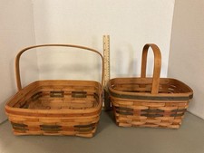 Two Vintage Longaberger Baskets With Red & Green Accents picture