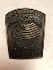 Vintage BSA Rocky Mountain Council Scout-O-Rama ’76 Brass Neckerchief Slide Rare picture
