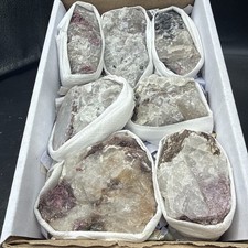1.75 Lb Natural Pink Tourmaline,Lepidolite, Quartz Flat Whole Box Crystals picture