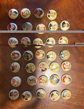 34 Kellogg's Pep Vintage Pinback Button Lot, Assorted Designs Cartoon Faces picture