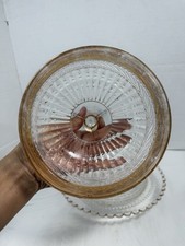 Antique EAPG Glass Butter Dish Dome Harvard Yard Tarentum Gold Trim picture