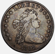 1802 Draped Bust Dollar *Ultra Key Date, Choice VF+ picture