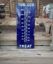 Rare Vintage 1930s Chew Mail Pouch Tobacco Porcelain Thermometer Sign No Tube picture