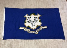 Connecticut State Flag Vintage Annin Defiance 3x5 Cotton Bunting Sewn 1950s Rare picture
