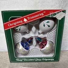 Vintage Christmas Trimmeries Ornament Set By Bradford Glass CB3 picture