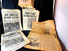 Vintage 1968 Newspaper Lot RFK Assassination Funeral MLK Ray Captured LBJ NYT picture