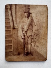 Cabinet Card WW1 African American Soldier Uniform Holding Rifle  3.2 x 4.2 picture